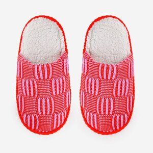 Verloop Poppy Lilac Chunky Knit Checkerboard Slide Slippers L/XL Womens 9.5-12.5